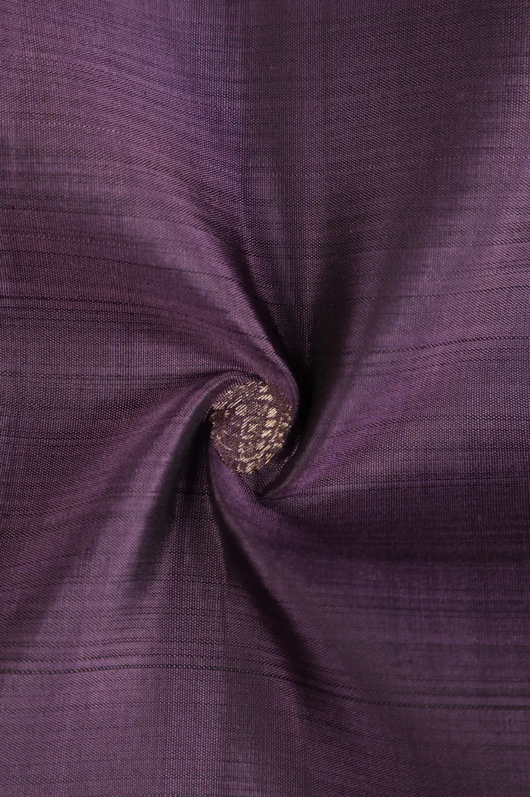 Mauve Purple Kanchipuram Silk Sarees with Silver Zari Rudhracham Annam Motif view 4