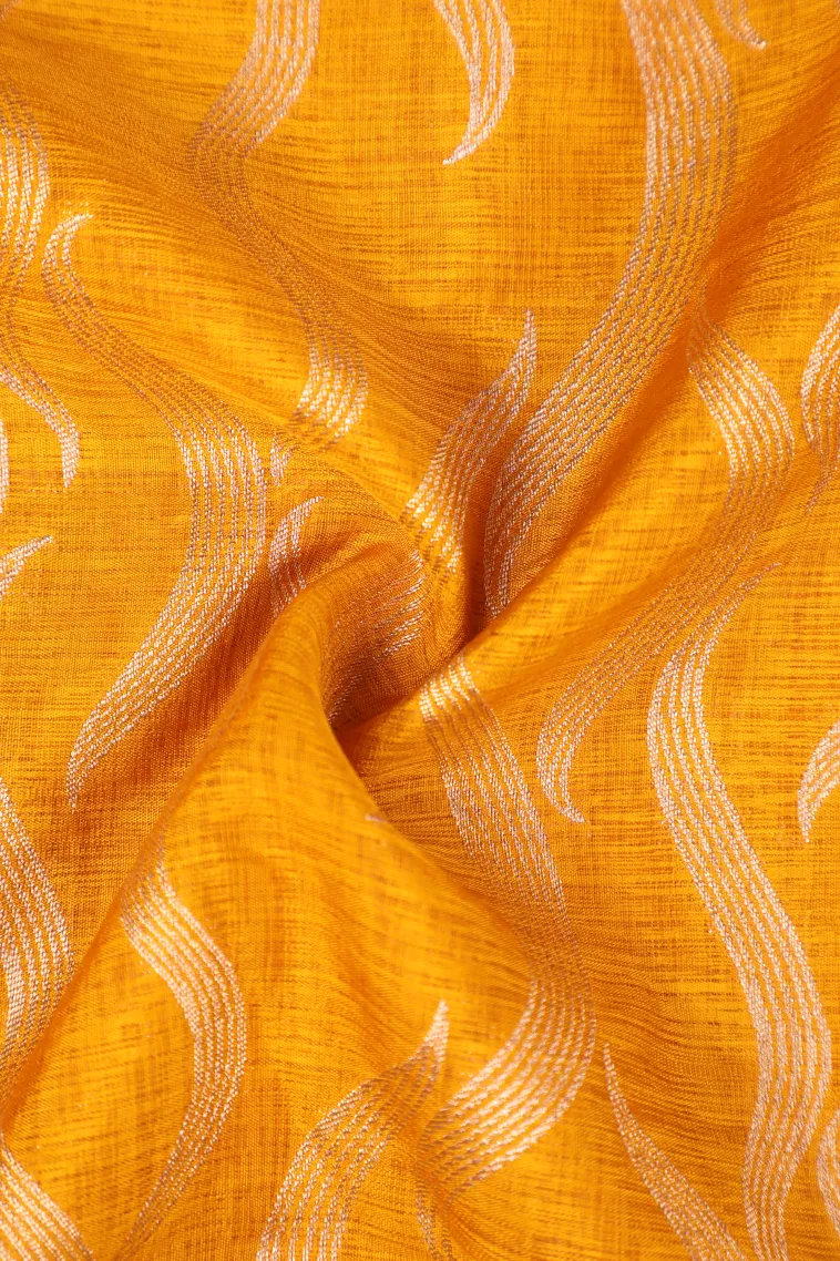 Gold Banaras Sarees with Copper Zari Leaf Pattern view 4