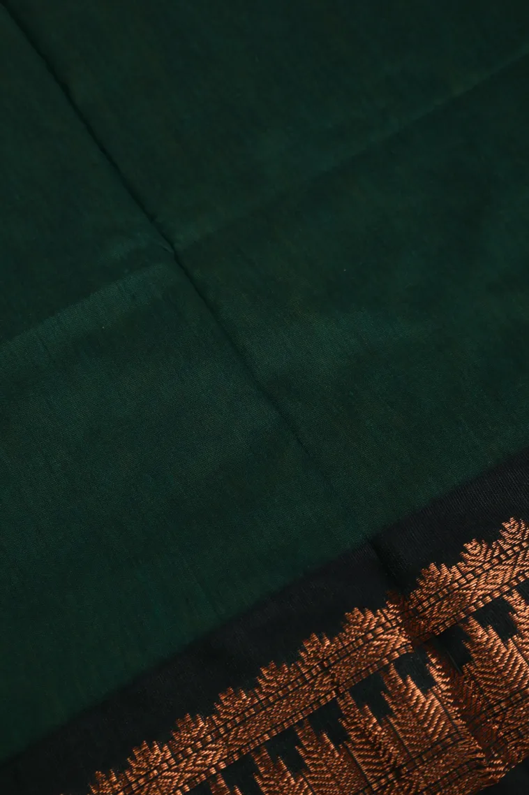Lime Green Kalyani Cotton with Copper Zari Buttis (small Dots Or Motifs) view 3