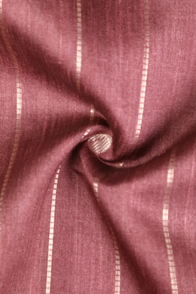 Mahome Red Tussar Saree with Bronze Zari Stripes And Puttas view 4