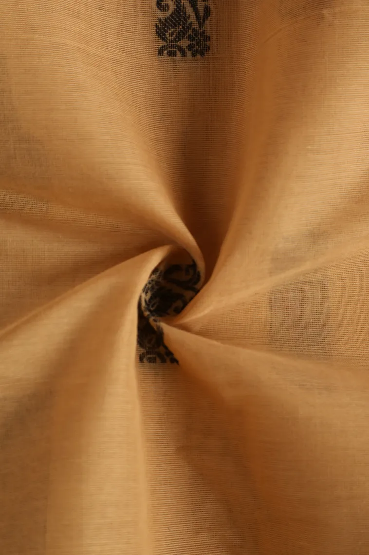 Cookie Yellow Kanchi Cotton Sarees Without Zari With Flower Mottif view 4