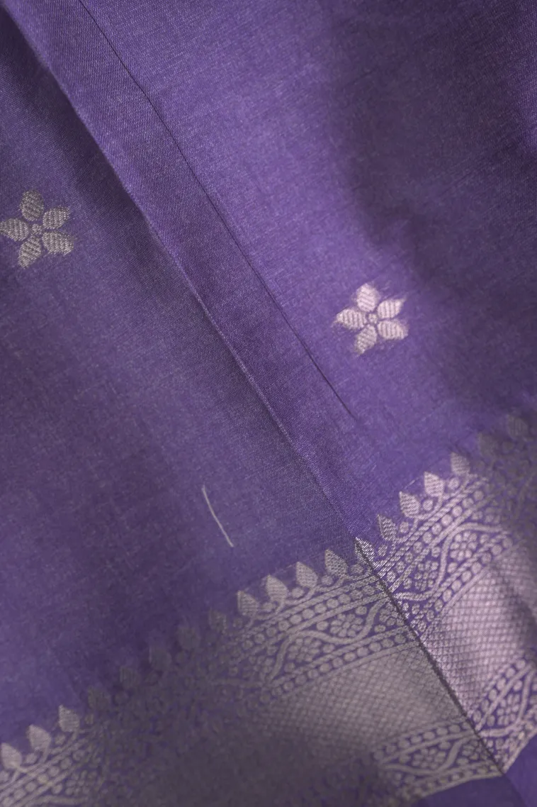 Gold Semi Tussar Silk with Bronze Zari Stripes view 3