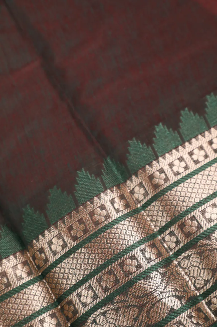 Punch Pink Semi Tussar Silk with Bronze Zari Plain view 3