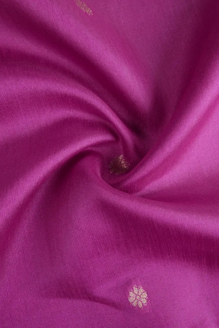 Magenta Purple Semi Tussar Silk with Gold Zari Buttis (small Dots Or Motifs) view 4