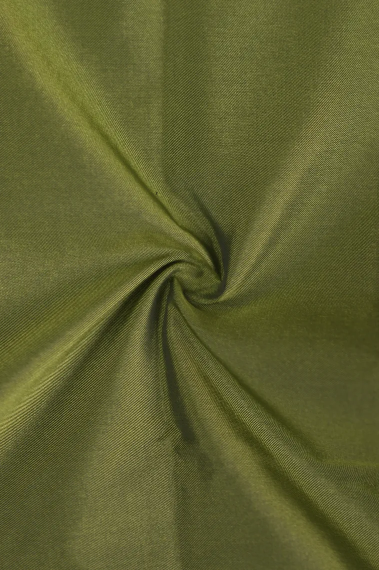 Moccon Green Arani Silk Sarees with Gold Zari Plain view 4
