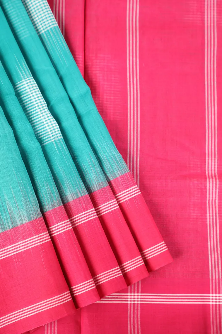 Sky Blue Ikkat Cotton Sarees Without Zari With Geometric Shapes