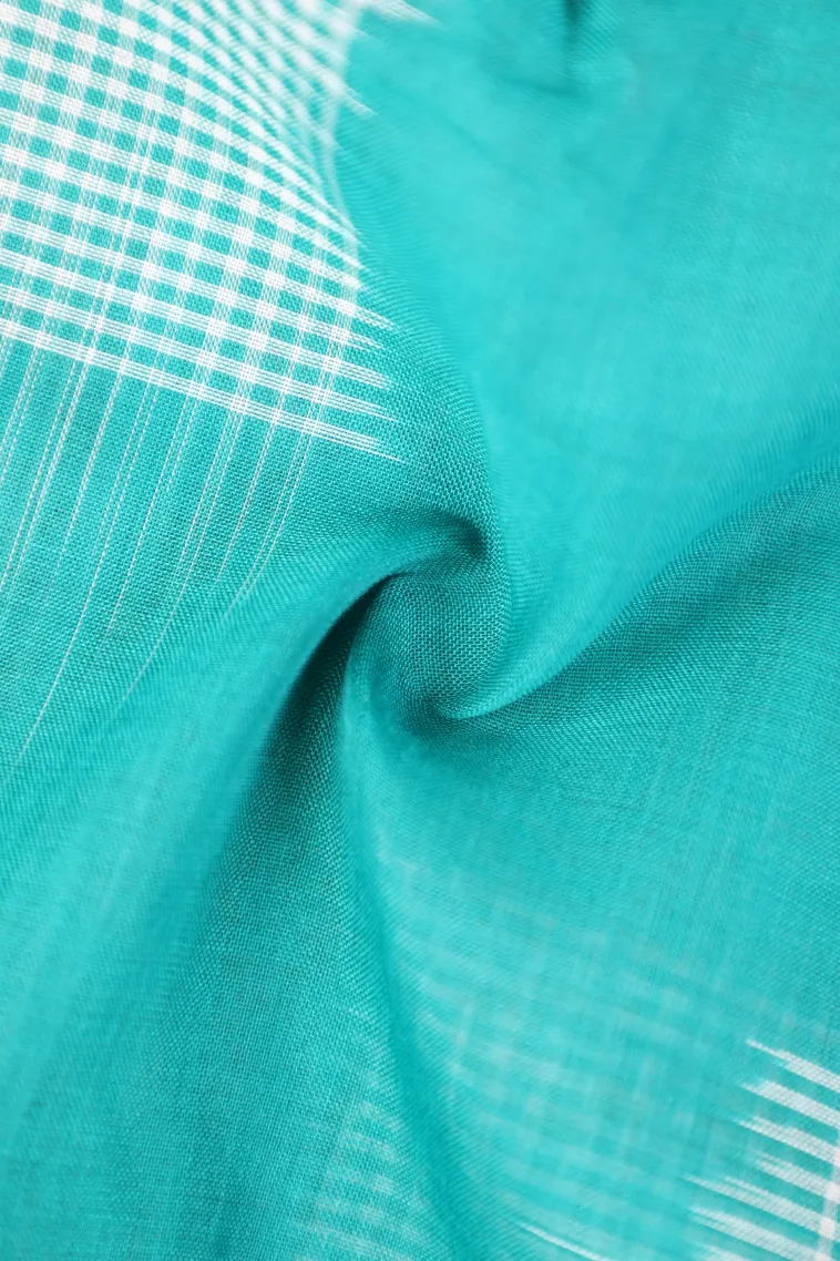 Sky Blue Ikkat Cotton Sarees Without Zari With Geometric Shapes view 4