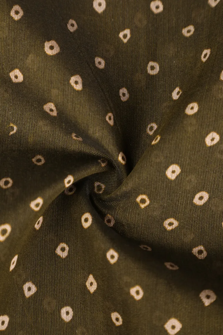 Seaweed Green Chanderi Cotton Sarees Without Zari With Pathik Motifs view 4