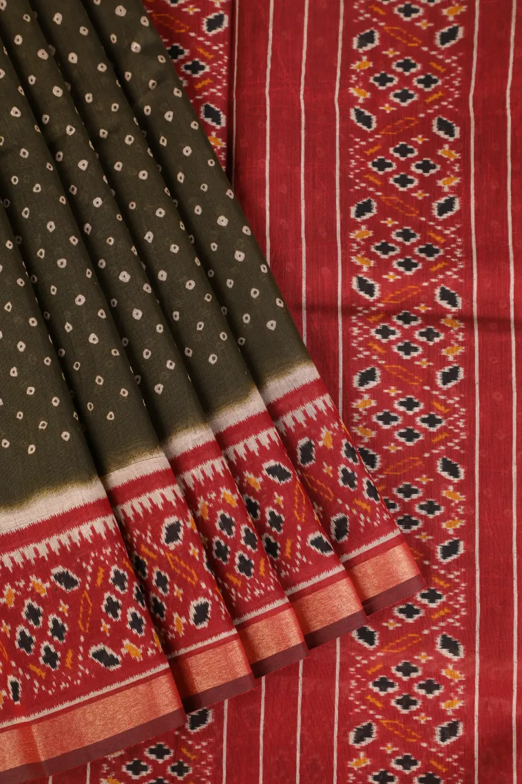 Seaweed Green Chanderi Cotton Sarees Without Zari With Pathik Motifs