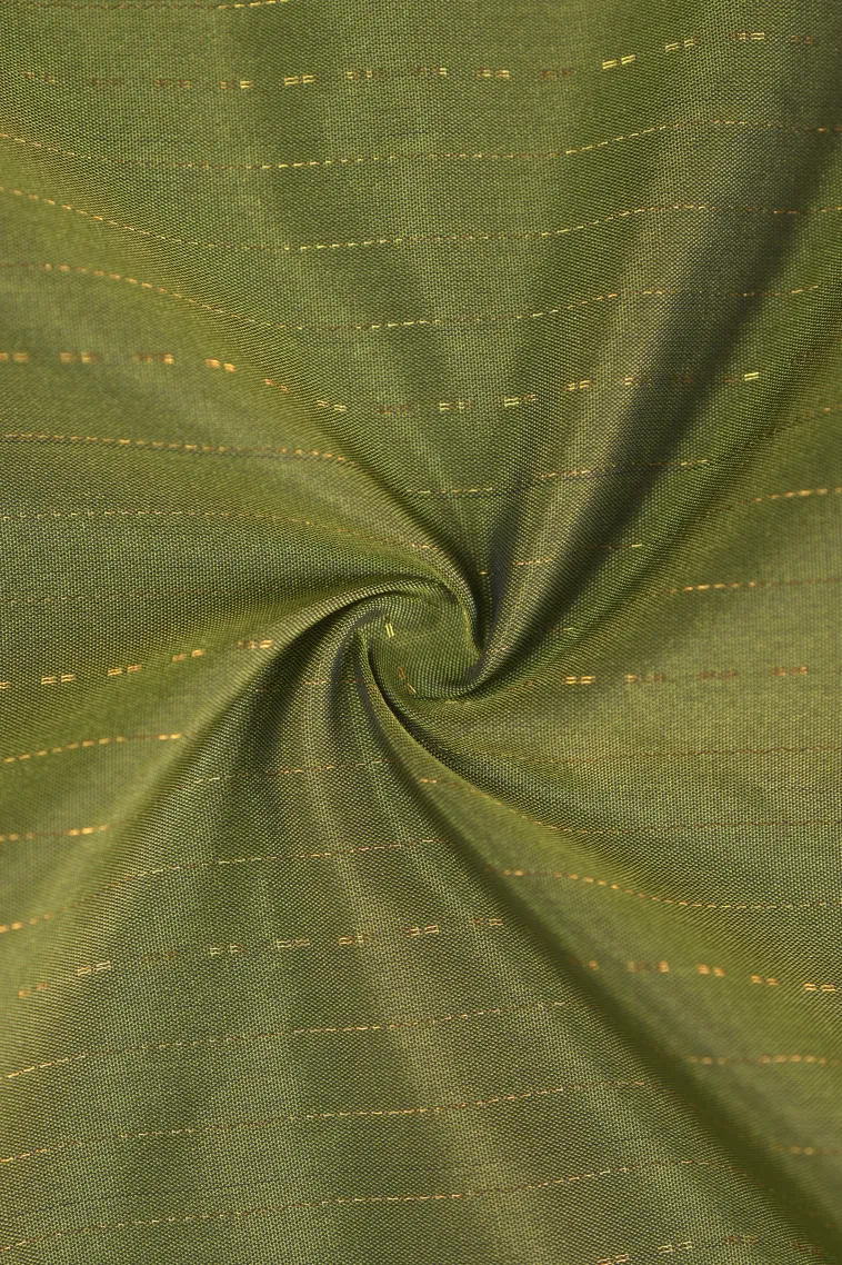 Olive Green Arani Silk Sarees with Gold Zari Cross Stripes view 4