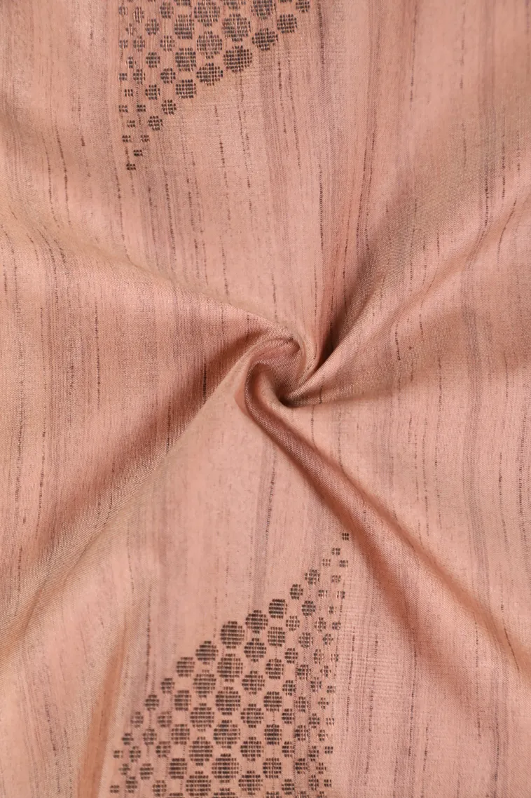 Tan Pink Soft Silk Saree with Antic Zari Leaf Puttas view 4