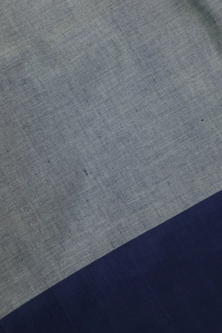 Gray Black Ikkat Cotton Sarees Without Zari With Geometric Shapes view 3