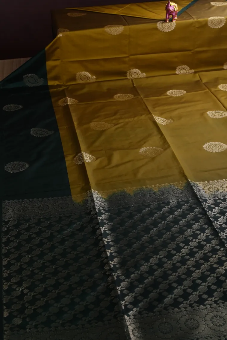 Rich Gold Soft Silk Saree with Gold Zari Tree Mottif view 2