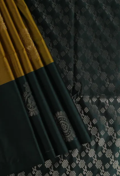 Rich Gold Soft Silk Saree with Gold Zari Tree Mottif