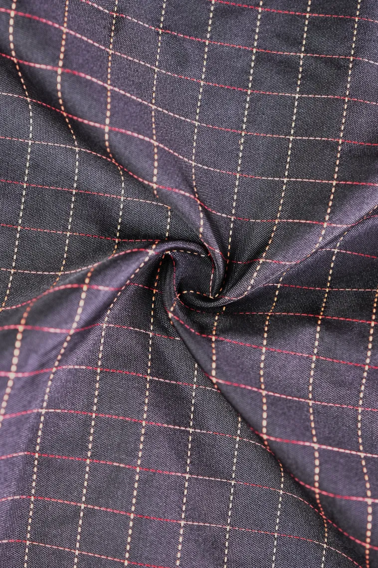 Eel Black Arani Silk Sarees with Gold Zari Small Checks Pattern view 4
