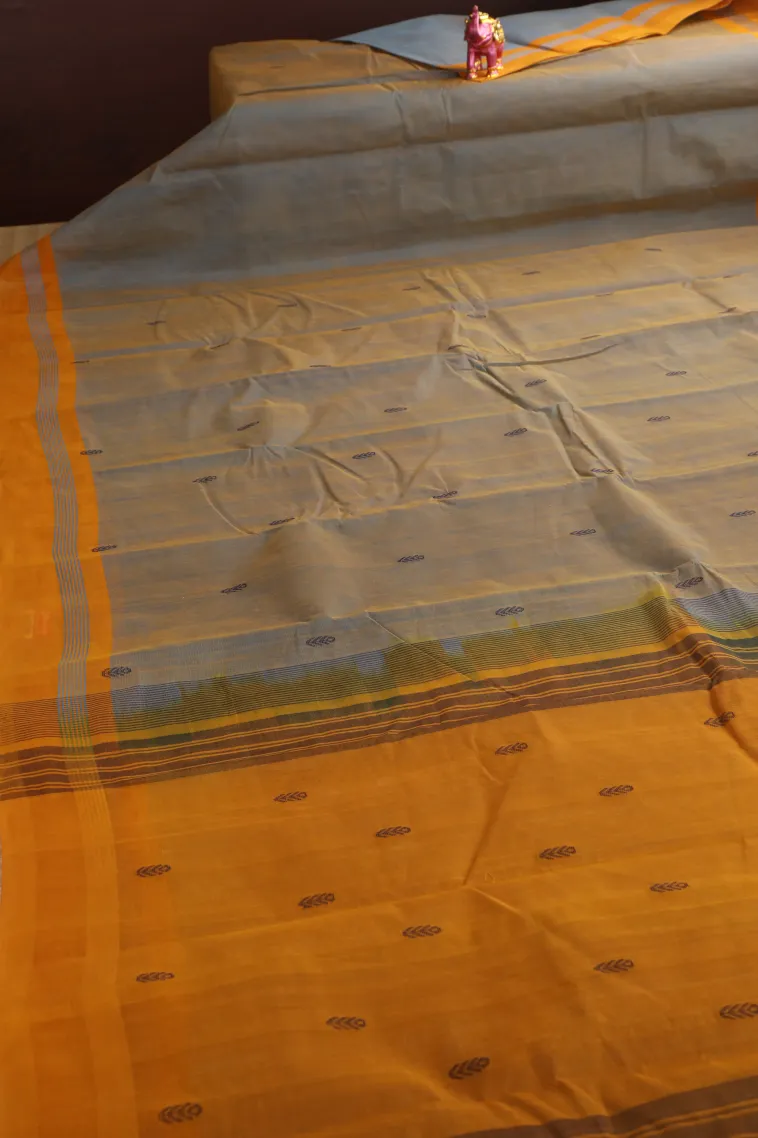 Stone Blue Kanchi Cotton Sarees Without Zari With Buttis (small Dots Or Motifs) view 2