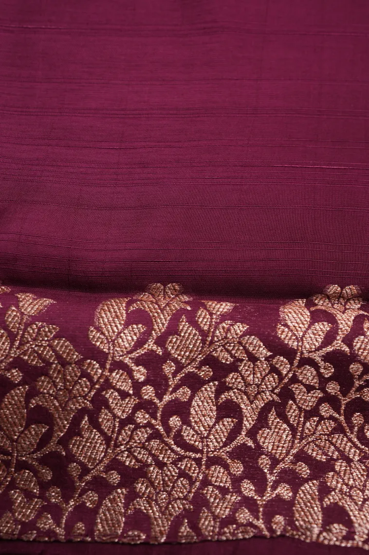 Magenta Purple Banaras Sarees with Gold Zari Buttis (small Dots Or Motifs) view 3