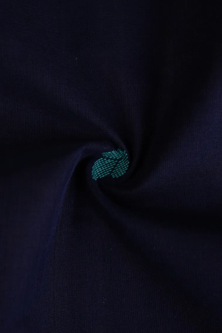 Indigo Blue Kanchi Cotton Sarees Without Zari With Buttis (small Dots Or Motifs) view 4