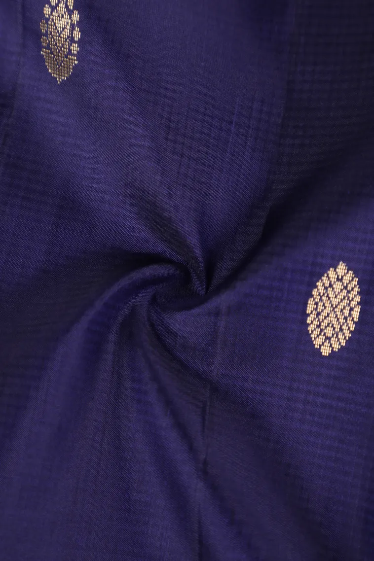 Berry Blue Soft Silk Saree with Gold Zari Buttis (small Dots Or Motifs) view 4