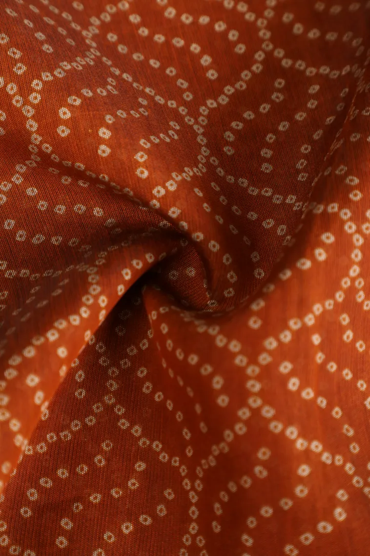 Carrot Orange Chanderi Cotton Sarees Without Zari With Pathik Motifs view 4