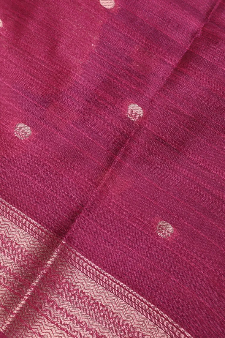 Grape Purple Tussar Saree with Bronze Zari Stripes And Puttas view 3
