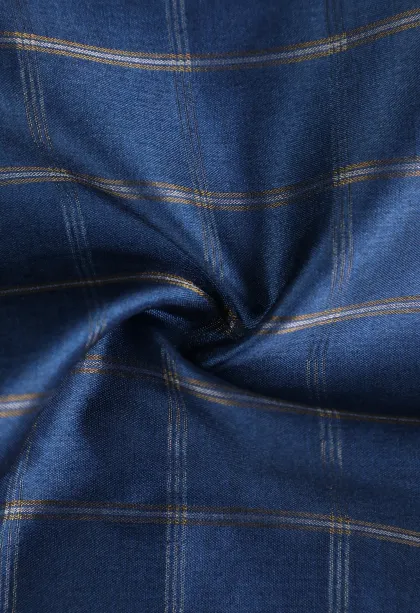 Aegean Blue Tussar Saree with Gold And Silver Zari Checks