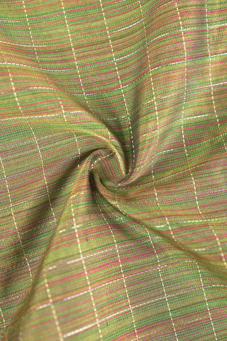 Olive Green Arani Silk Sarees with Gold Zari Small Checks Pattern view 4