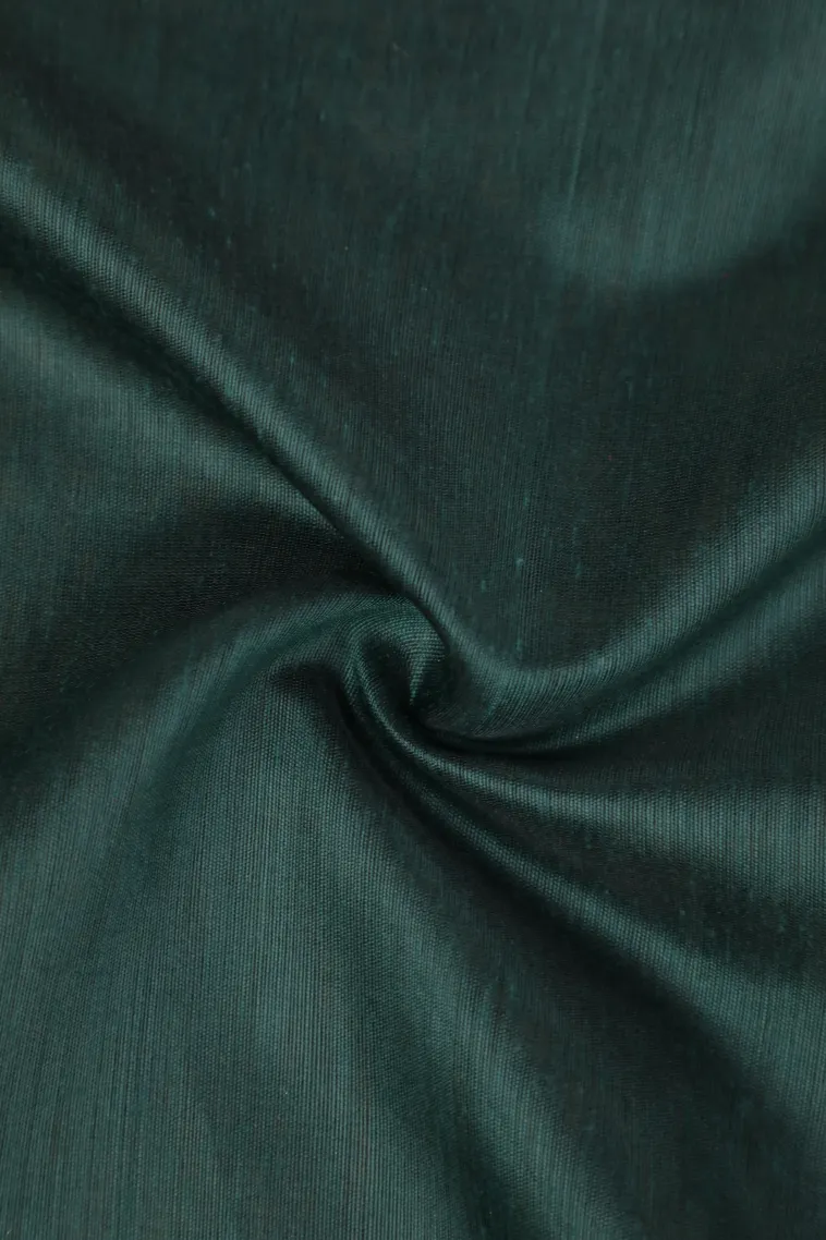 Bottle Green Semi Tussar Silk with Bronze Zari Plain view 4