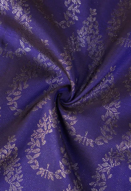 Indigo Blue Kanchipuram Silk Sarees with Antic Zari Geometric Shapes