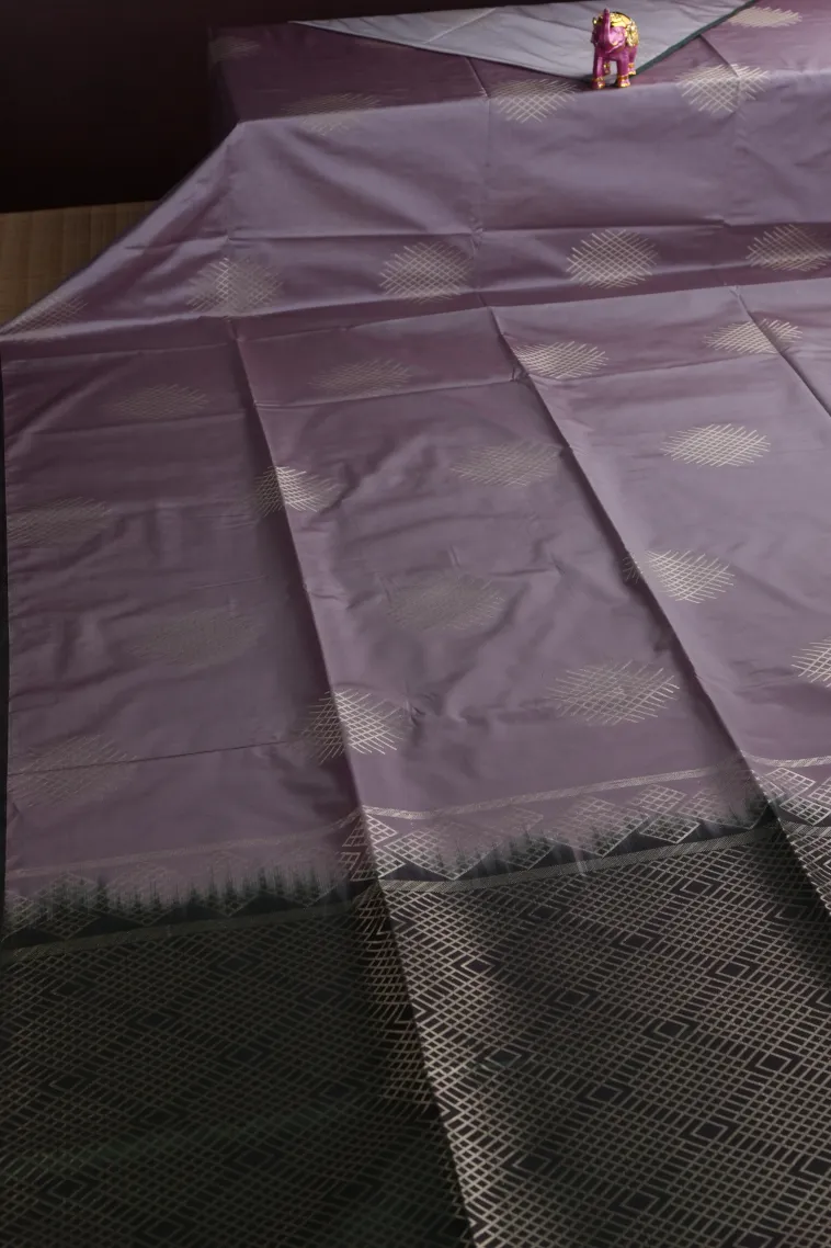Periwinkle Purple Soft Silk Saree with Gold Zari Tree Mottif view 2