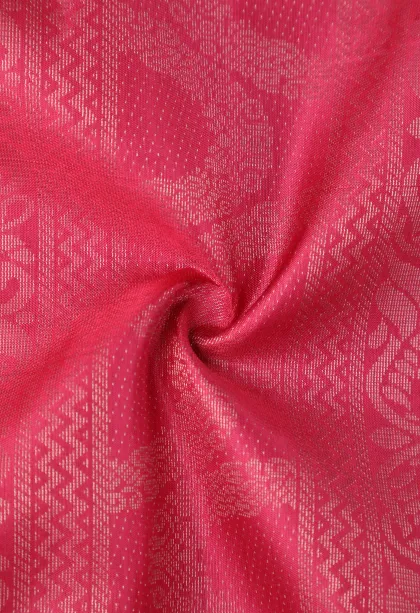 Punch Pink Soft Silk Saree with Silver Zari Stripes And Puttas