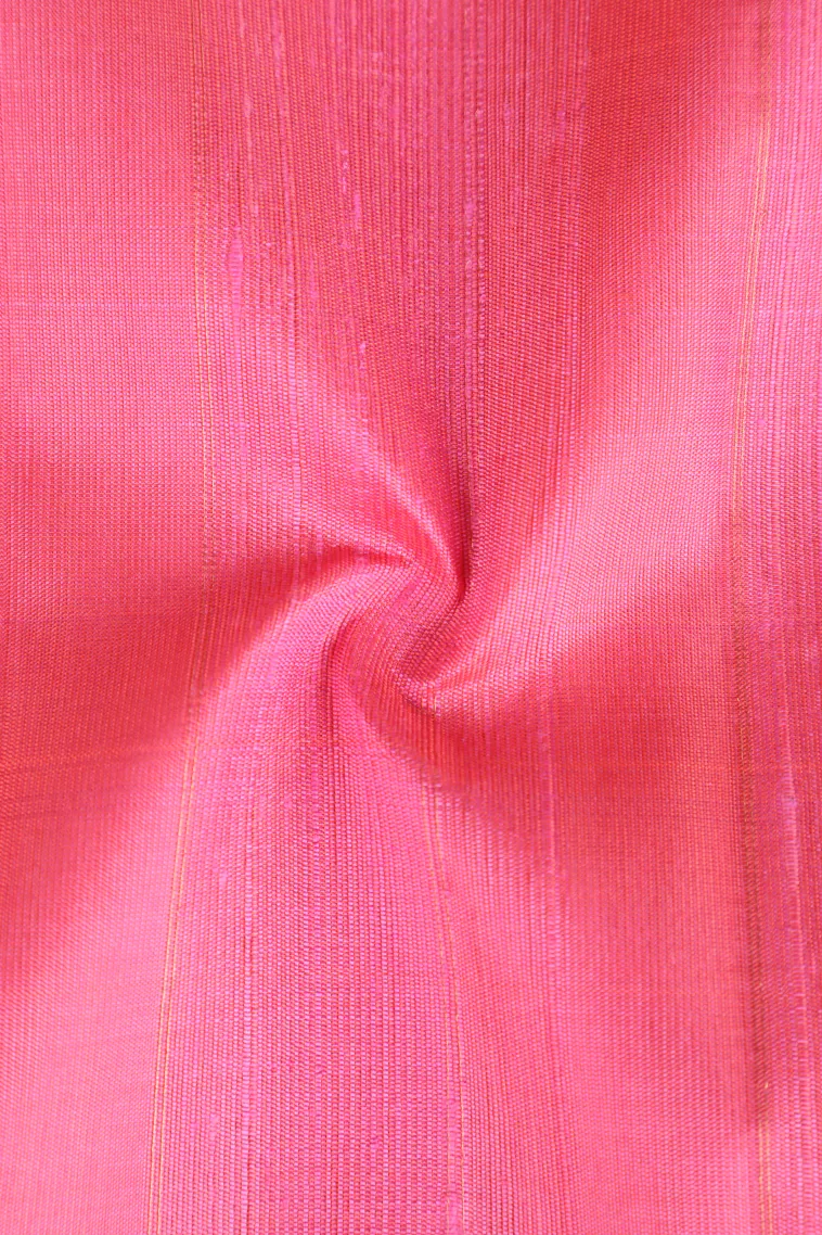 Rose Pink Soft Silk Saree with Gold Zari Stripes view 4
