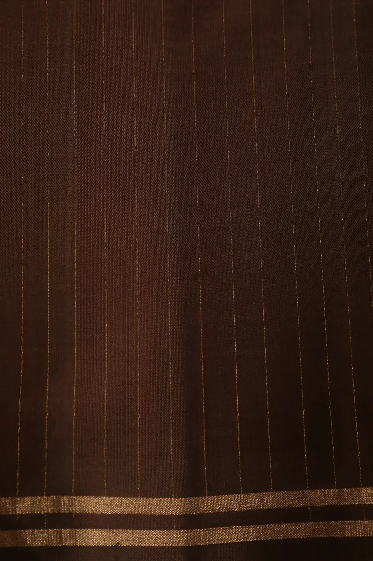 Rose Pink Soft Silk Saree with Gold Zari Stripes view 3