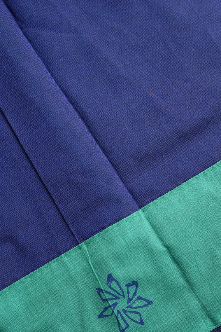 Teal Blue Poly Cotton Sarees Without Zari With Mirror Jamiki Puttas view 3