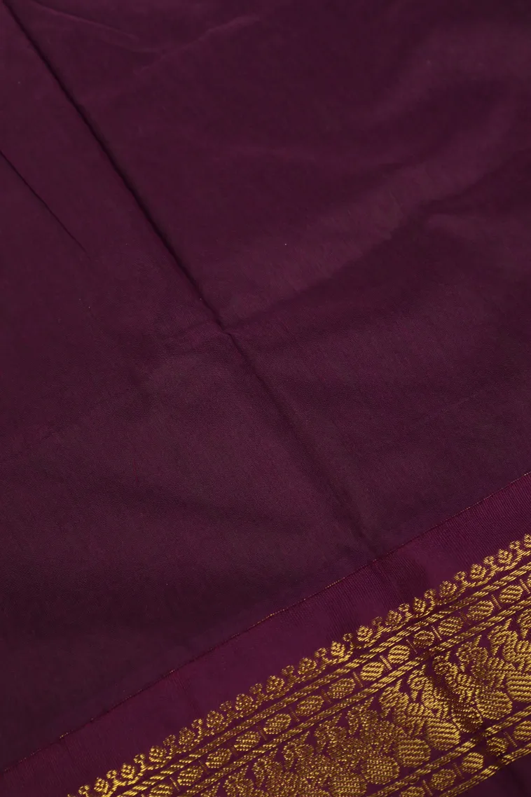Forest Green Kalyani Cotton with Gold Zari Buttis (small Dots Or Motifs) view 3