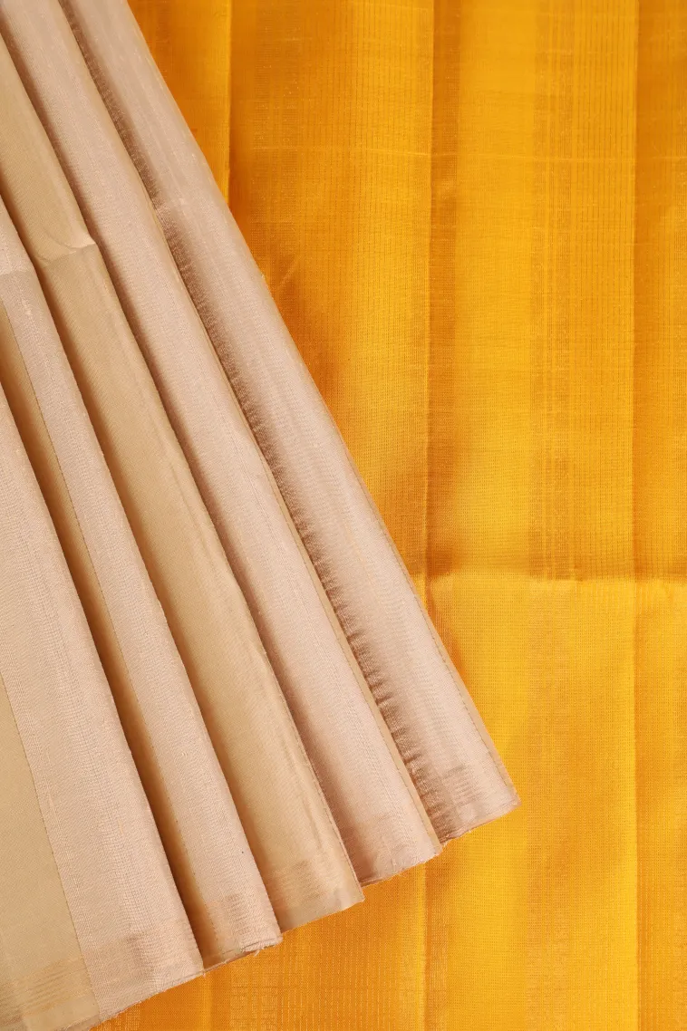 Sandollar Yellow Soft Silk Saree with Gold Zari Stripes