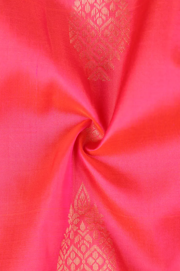 Punch Pink Soft Silk Saree with Gold Zari Buttis (small Dots Or Motifs) view 4