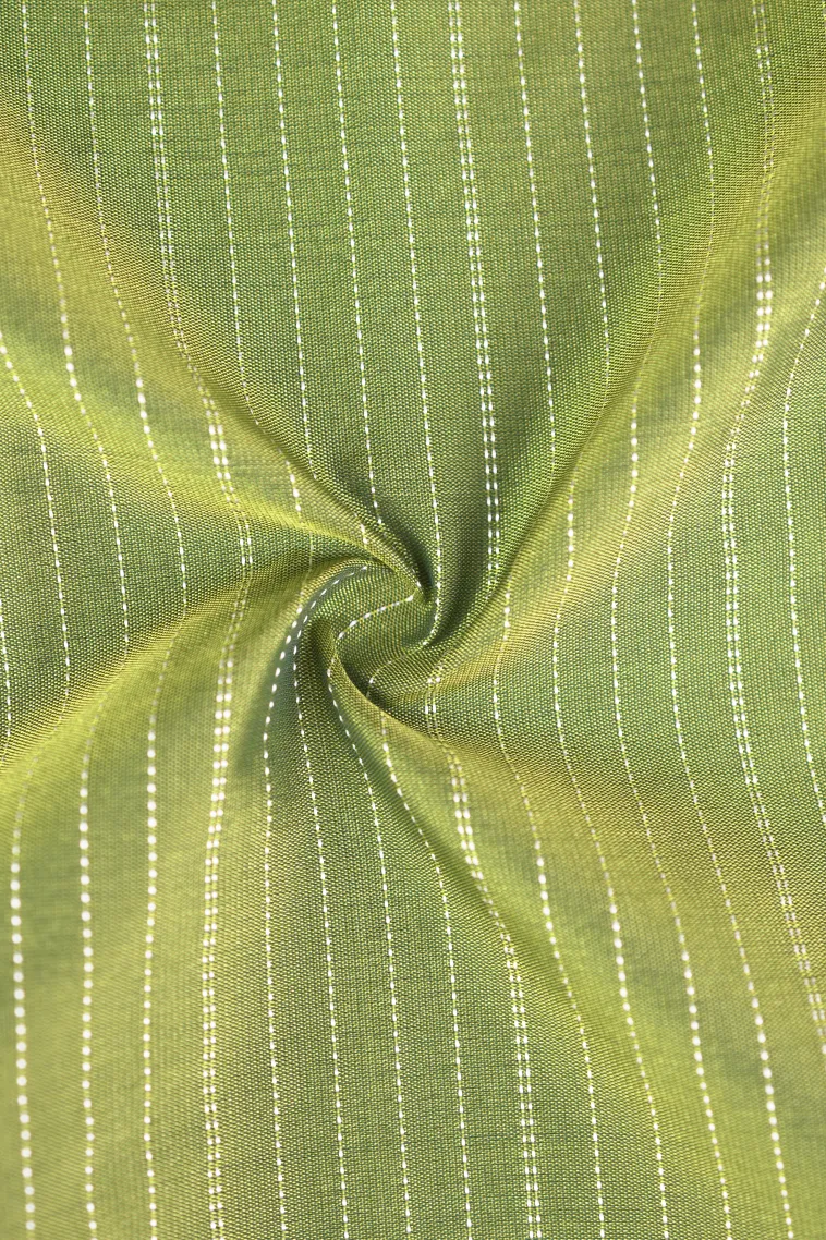 Olive Green Arani Silk Sarees with Silver Zari Stripes view 4