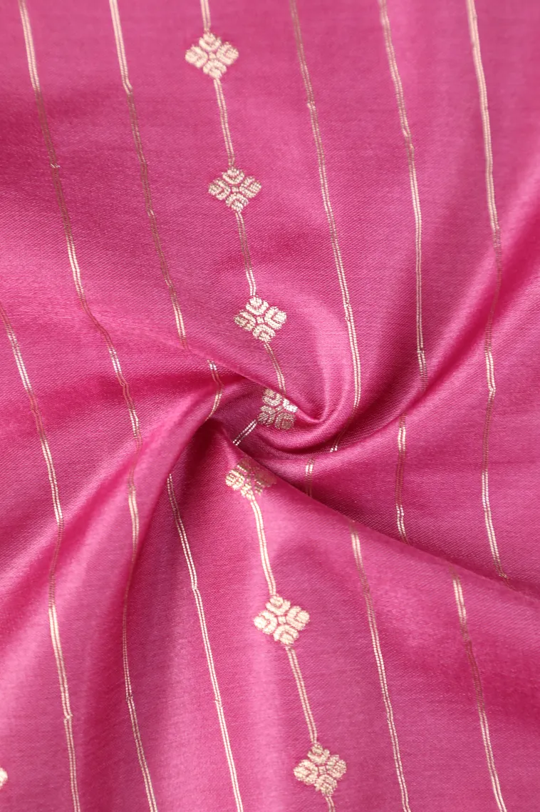 Ballet Pink Mysore Silk with Bronze Zari Stripes And Puttas view 4