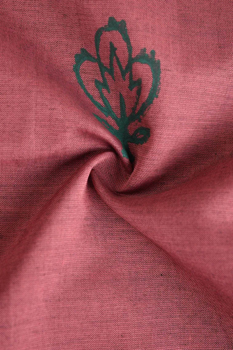 Rose Pink Poly Cotton Sarees Without Zari With Flower Mottif view 4