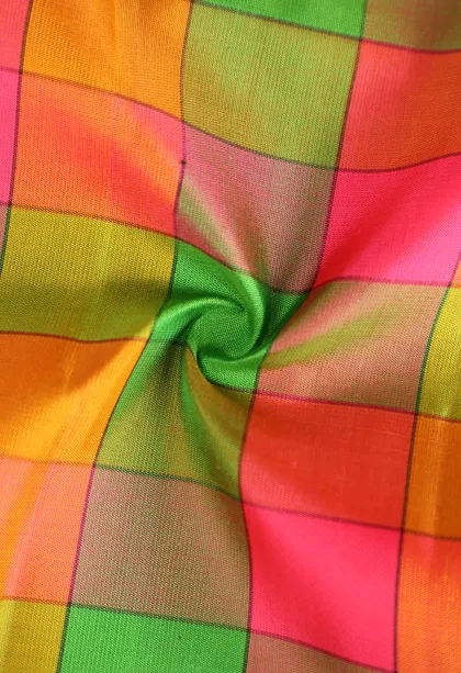 Emerald Green Soft Silk Saree with Gold Zari Checks