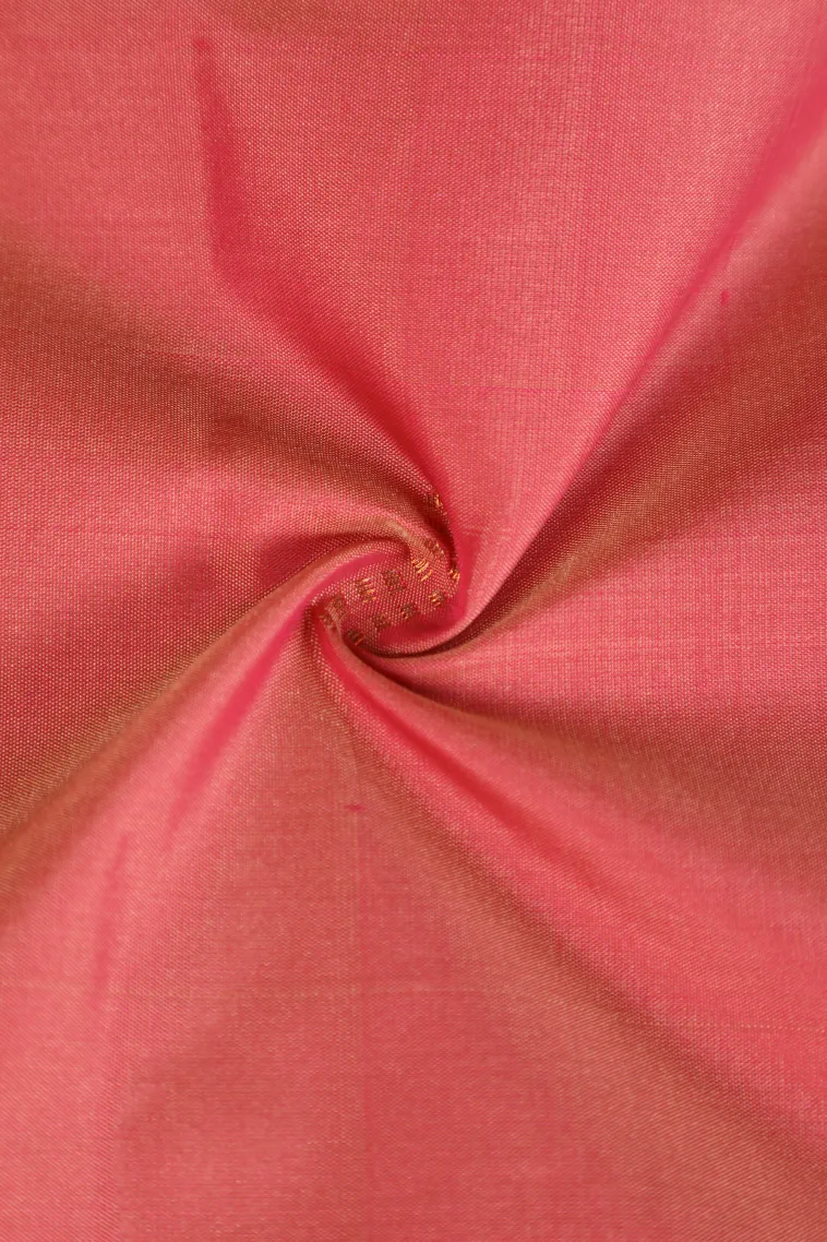 Rose Pink Arani Silk Sarees with Gold Zari Peacock Motifs view 4