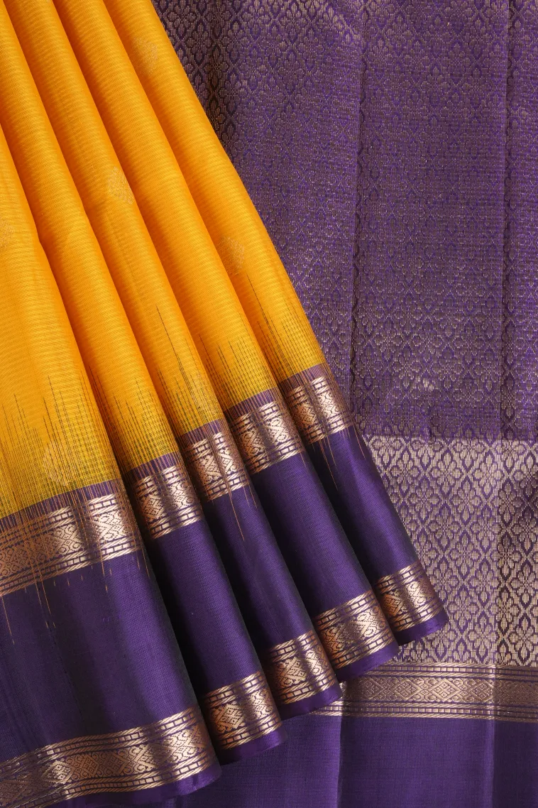 Lemon Yellow Soft Silk Saree with Gold Zari Buttis (small Dots Or Motifs) view 1