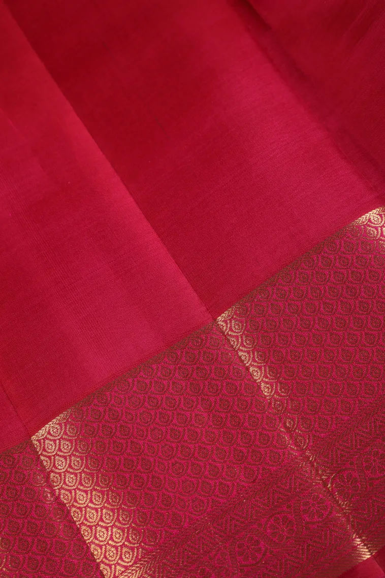 Punch Pink Kanchipuram Silk Sarees with Gold Zari Floral Patterns view 3
