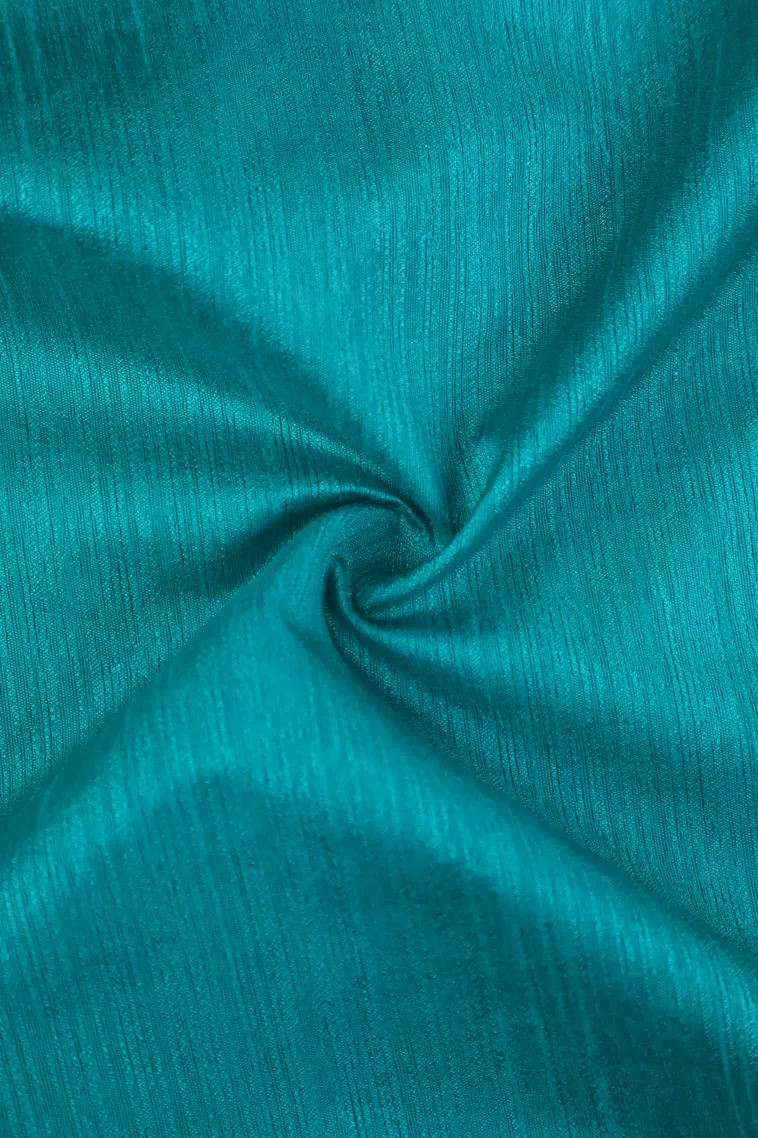 Sapphire Blue Semi Tussar Silk with Gold Zari Plain view 4