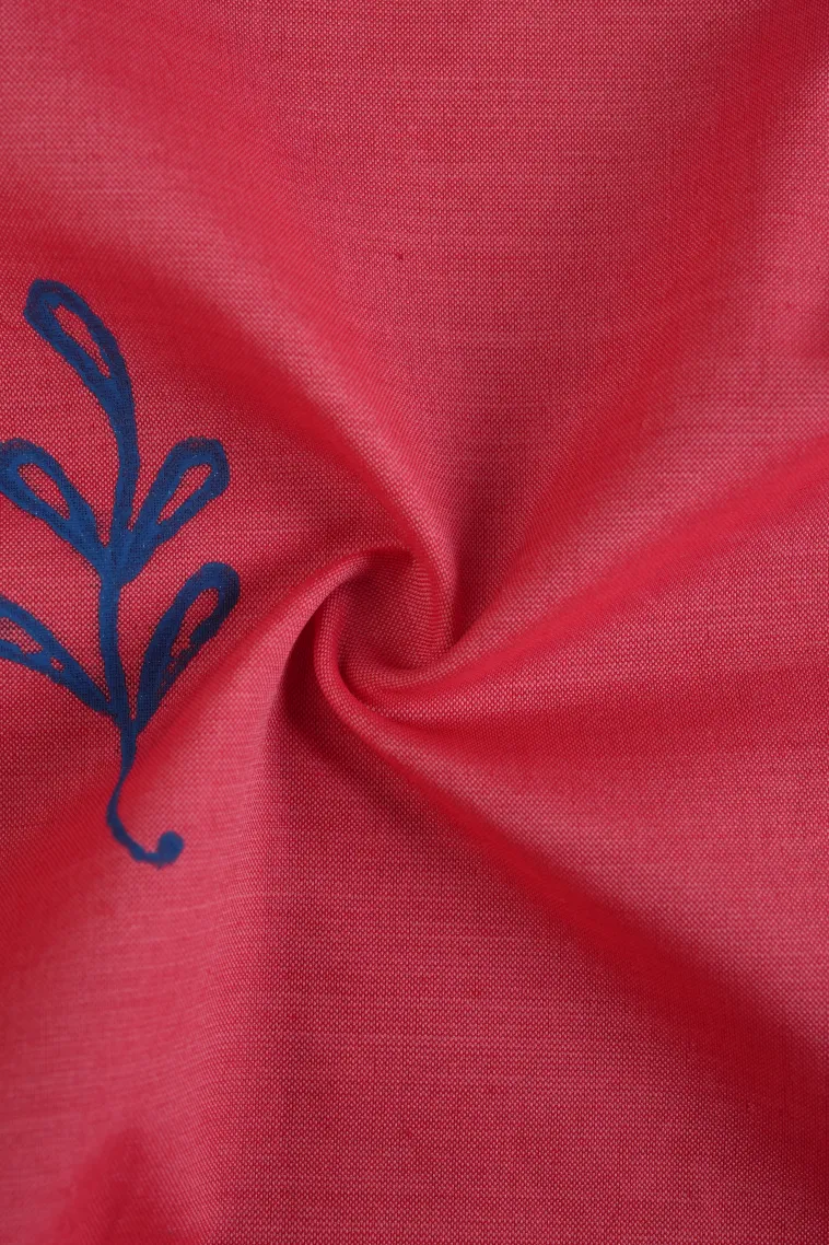 Punch Pink Poly Cotton Sarees Without Zari With Leaf Puttas view 4