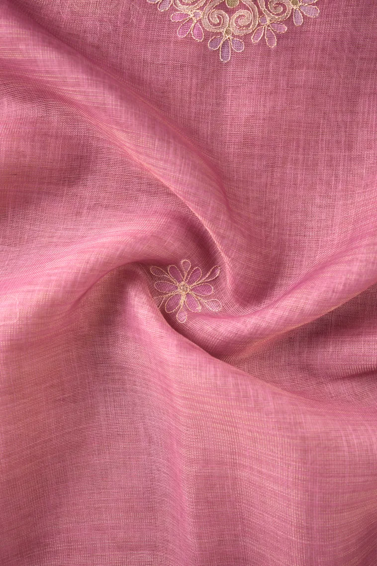 Lemonade Pink Tissue Silk Sarees with Gold Zari Rangoli Pattren view 4