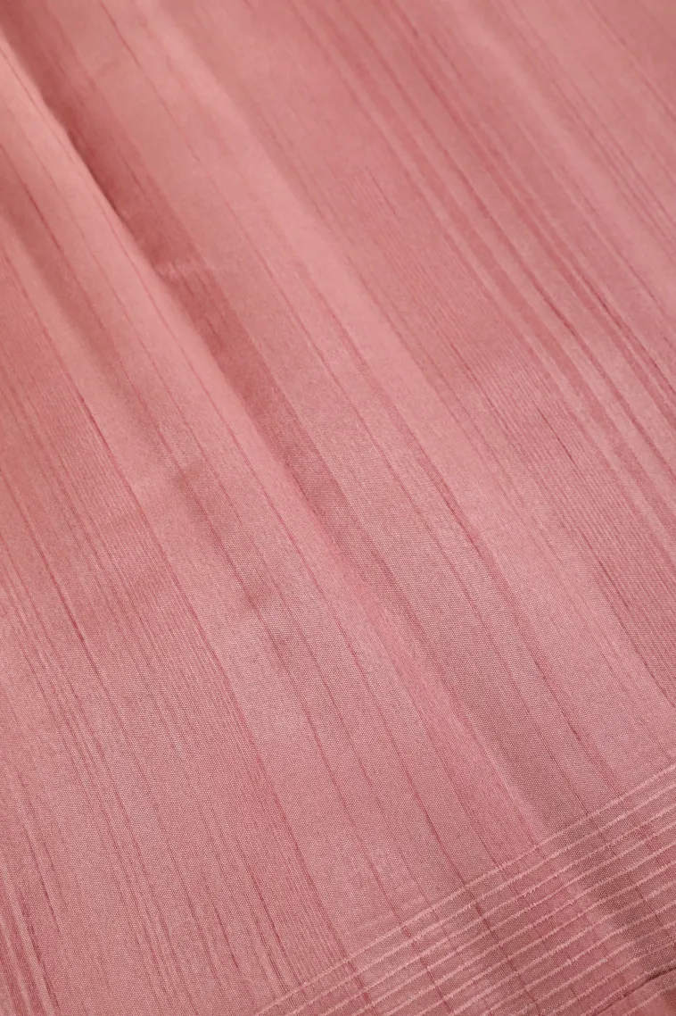 Lemonade Pink Raw Silk Sarees with Thread Zari Flower Mottif view 3