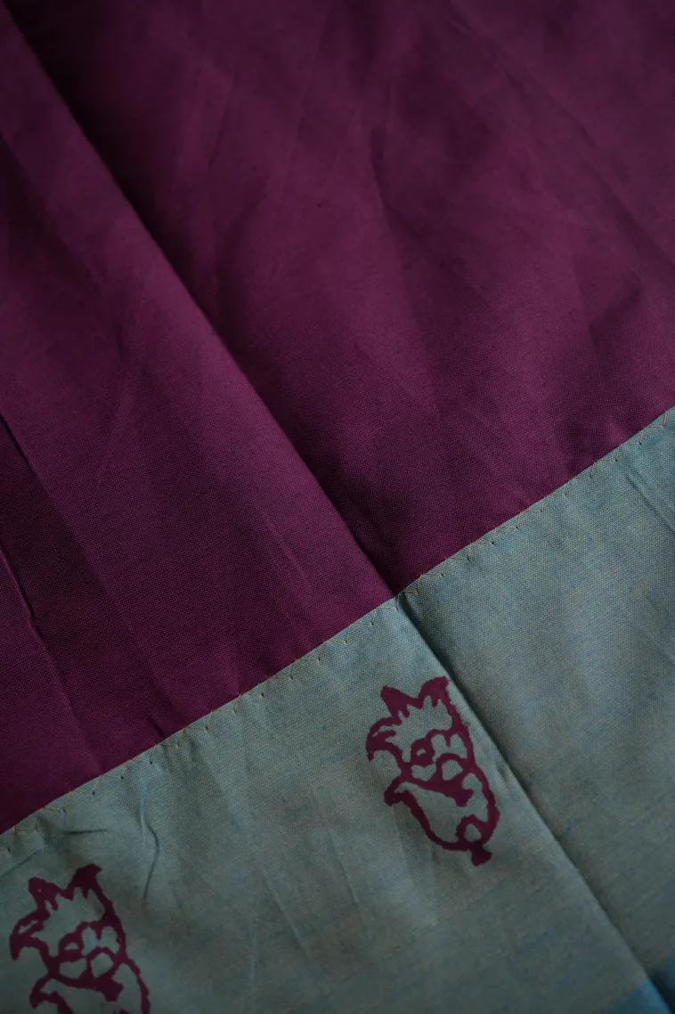 Sky Blue Poly Cotton Sarees Without Zari With Flower Mottif view 3