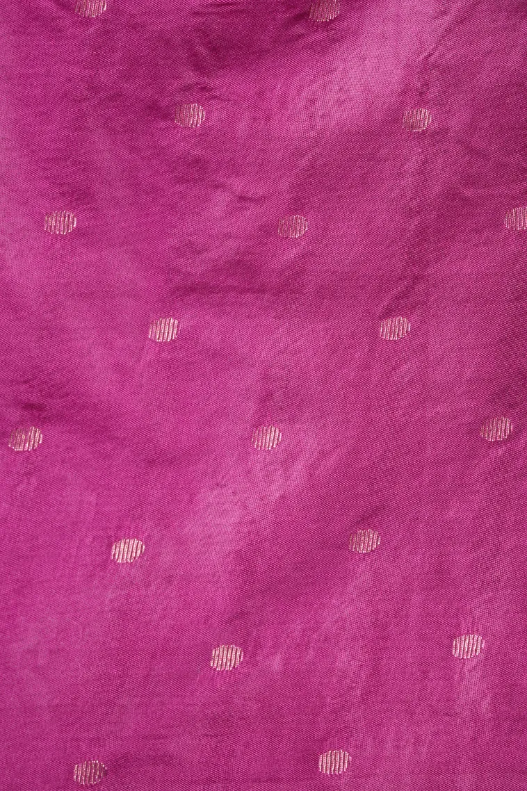 Magenta Purple Raw Silk Sarees with Gold Zari Rangoli Pattren view 3